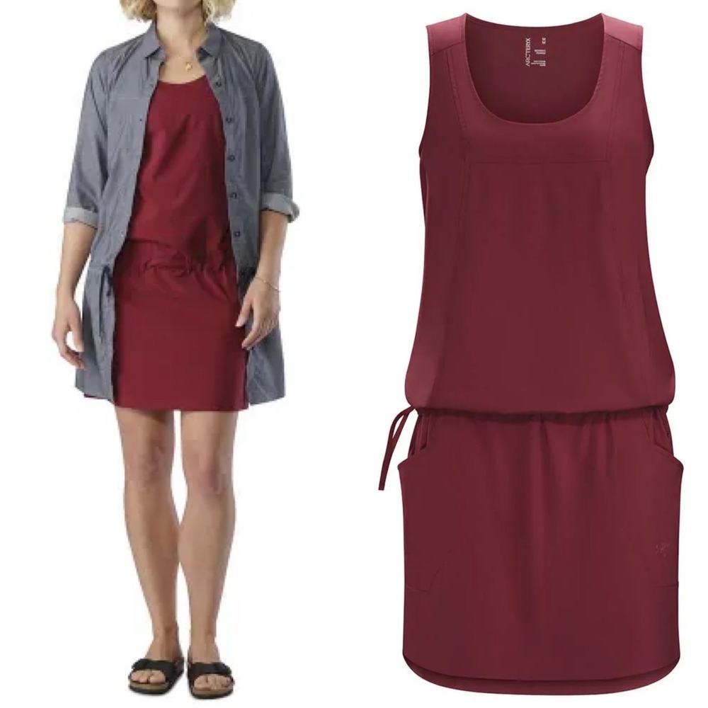 Arc'teryx Red Content Dress Womens size Small UPF Sun Protection Travel Cinch